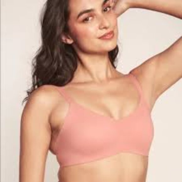 Knix Pink Wireless Non Padded V-neck Bra Size 2 or 36A - Picture 1 of 8
